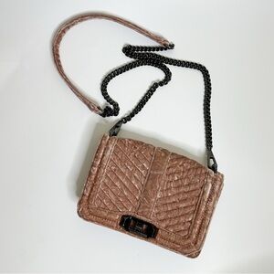 Rebecca Minkoff Velvet Quilted Love Chevron Blush Pink Crossbody Bag